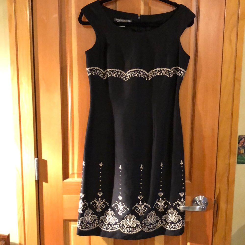 Maggie London sleeveless black dress.